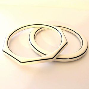 Retro Bakelite Geometric Black White Stripe Bangle